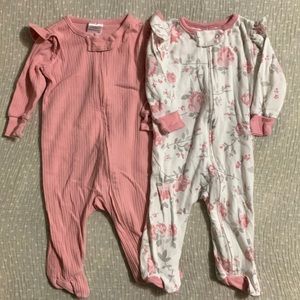 Modern moments baby girl sleeper footie lot of 2
